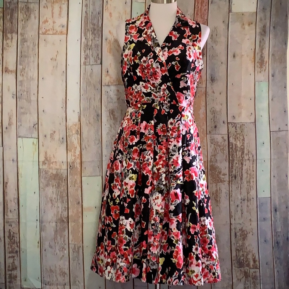 Jessica Howard Floral Shades of Pink & Black Dress